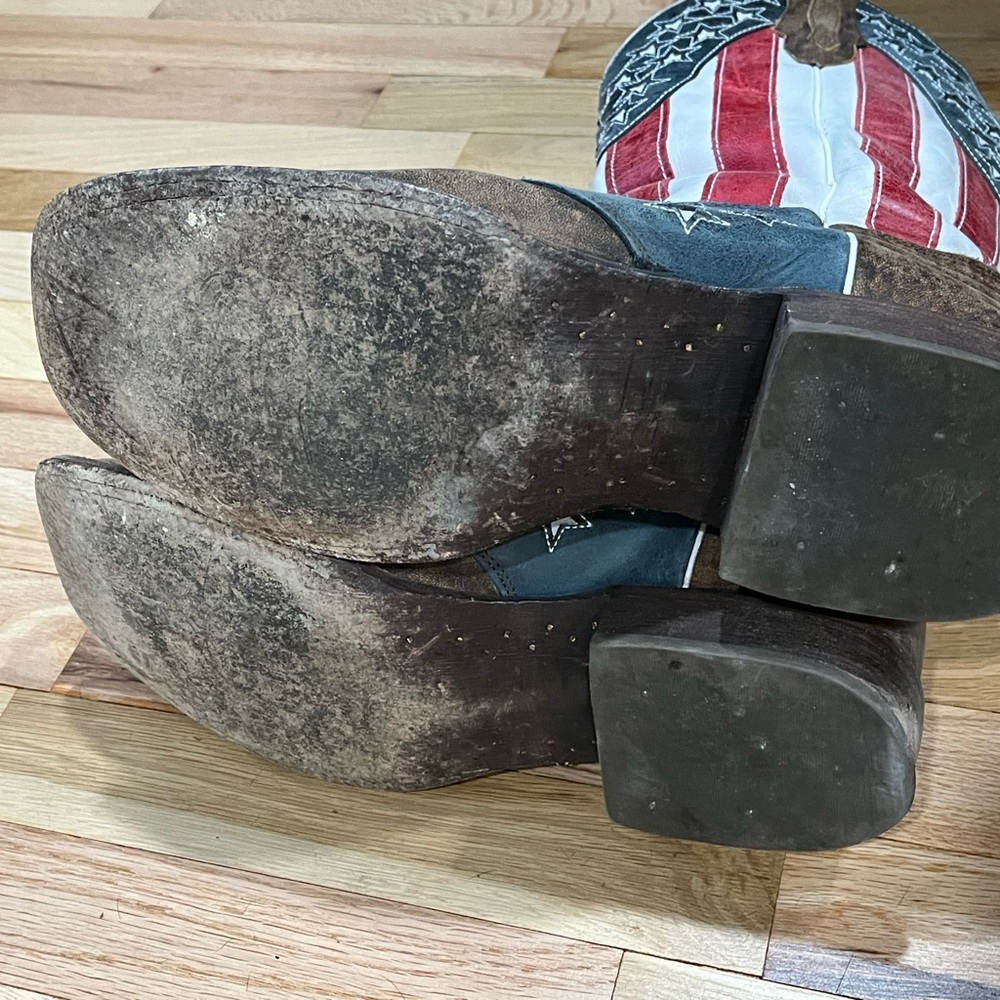 J.B. Dillon American Flag Red, White, and Brown Cowboy Boots - Picture 6 of 8